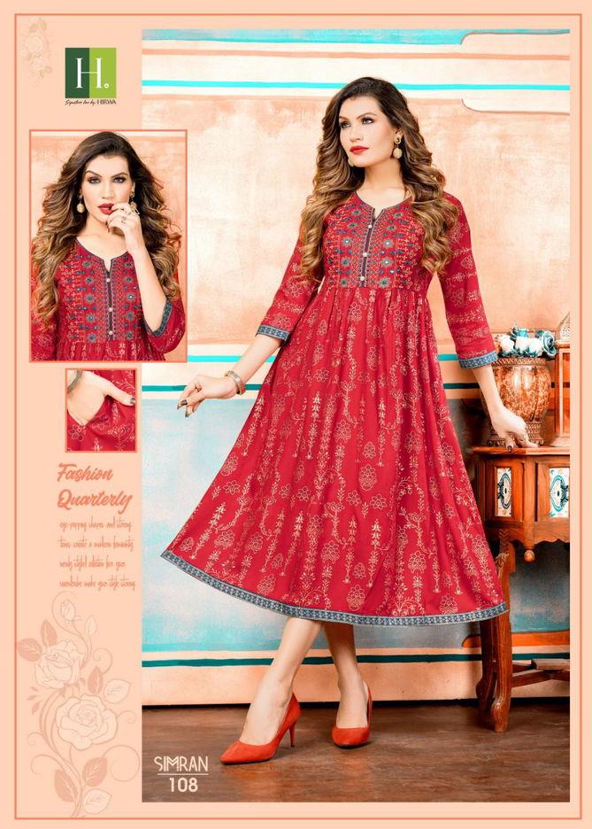 Hirwa Simran Exclusive Wear Latest Wholesale Kurti Collection